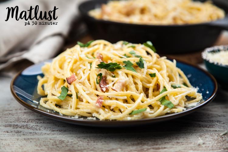 Carbonara på spaghetti från Martimucci